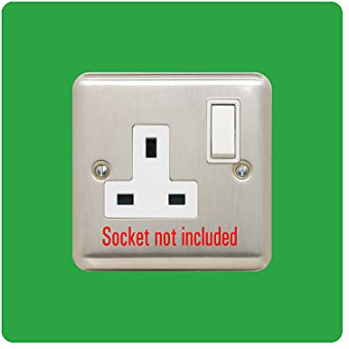 Single Socket Surround | Square | Acrylic Back Panel or Finger Plate | Light Switch Plug, Font Colour:Light Green