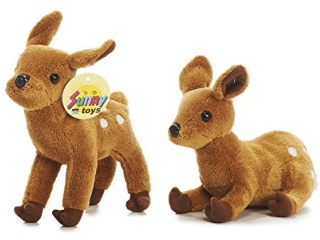 Sunny Toys 31409 - Plüsch Rehkitz stehend und liegend, 2-er Set, Circa 15 cm