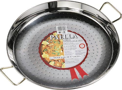 La Ideal Paella sartén de acero inoxidable, plata, 24 cm, 1 unidad