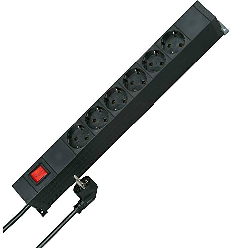 Kopp 931305010 PROFIversal PA, 2-polig bel. Schalter, wiederanschließbar, 2 m mit Schutzk.-Winkelstecker, 250 VAC, 16 Amp, Schwarz