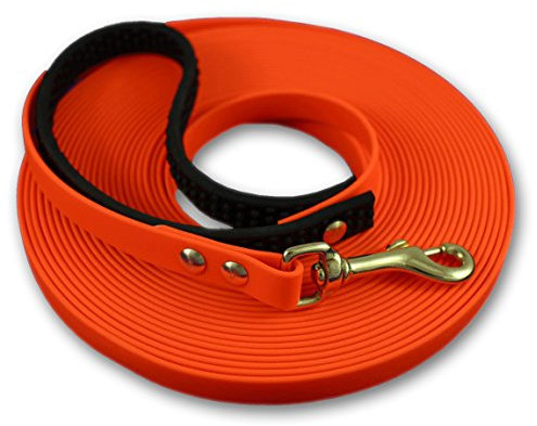 bio-leine 5m Schleppleine aus Biothane - 12mm breit I Hundeleine Leine für kleine & große Hunde I mit Karabiner - schmutz- und wasserabweisend I in Orange