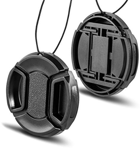 Phot-R 49 mm Centre Pinch Lens Cap with Safety Cord for DSLR Cameras