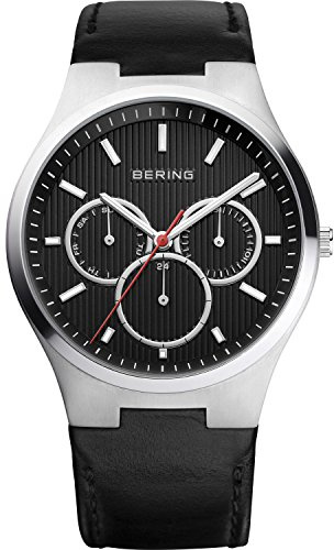 Bering Herren Quarz Uhr | Armbanduhr 41 mm Edelstahlgehäuse und Zifferblatt | Kalbslederarmband | Saphierglas | 5 ATM | 13841