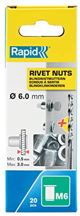 Rapid 5000673 Ecrous à sertir M6 - vis Ø 6mm