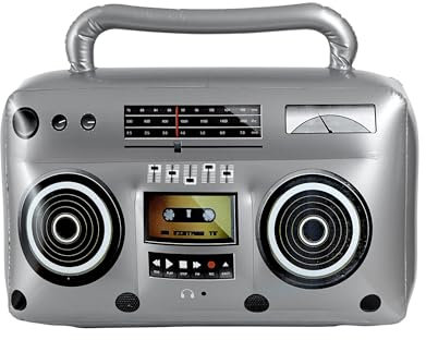W WIDMANN MILANO Party Fashion 04818 - Aufblasbares Radio, Größe circa 50 x 30 cm, Accessoire für Trainingsanzüge, Dekoration, Ghettoblaster, Karneval, Mottoparty