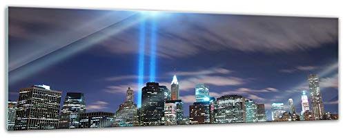 Bilderdepot24 Glasbild - New York City Manhattan at night - USA - 90x30 cm - Deko Glas - Wandbild aus Glas - Bild auf Glas - moderne Bilderdepot24 Glasbilder - Glasfoto - Echtglas