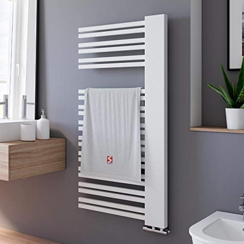 Schulte EP033020 04 Badheizkörper Bologna, 161 x 60 cm, 933 Watt Leistung, Anschluss unten rechts, alpinweiß, Heizkörper mit Handtuchhalter-Funktion