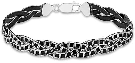 Tuscany Silver Damen Fischgrätkette Armband zwei Farbtönen Sterling Silber Geschnitten 19cm/7.5zoll