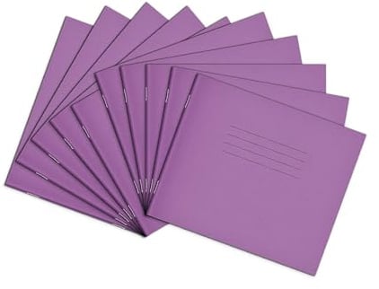 Rhino 138 x 165 Exercise Books, 24-Page/Blank Paper Notebook, 100-Pack, Writing Book, Office & School Stationery Supplies, Purple