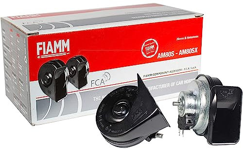 Fiamm, AM80S, Hupen, 2 Stück, 12 V, für Auto, Motorrad, LKW + Relais + Halterungen 924642