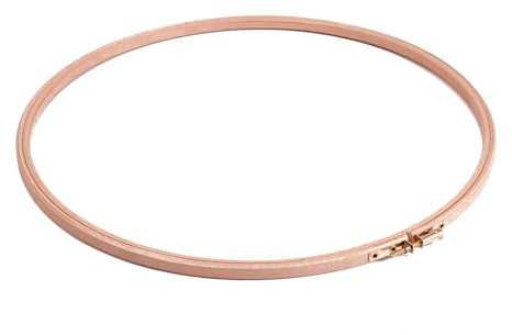 Elbesee Stickrahmen aus Holz, 30 cm Durchmesser, mit Metall-Schraubbefestigung, Holz, keine Farbe, 31 x 31 x 1 cm