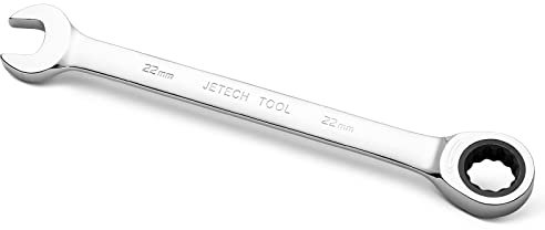 Jetech Kombi-Ratschenschlüssel 22mm – Metrischer Ratschenringmaulschlüssel aus CR-V Stahl in Industriequalität mit polierter Chromoberfläche