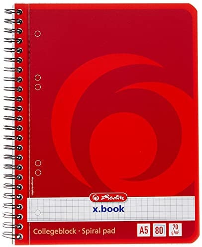 Herlitz Collegeblock A5, kariert, 160 Seiten, Rand innen, 4 Stück