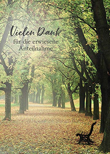 KE - Trauer-Danksagungskarten (5er Set) | Dankeskarten für Beileidsbekundungen | Ohne Innentext | Inklusive Umschläge | DIN C6 | Hochwertige Klappkarten | Motiv: Waldweg