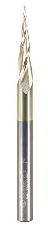 Amana Tool 46470 Metric CNC 2D and 3D Carving 6.2 Deg Tapered Angle Ball Nose x 0.8 D x 0.40 R x 25 CH x 6 SHK x 75mm Long x 3 Flute SC ZrN Coated Router Bit