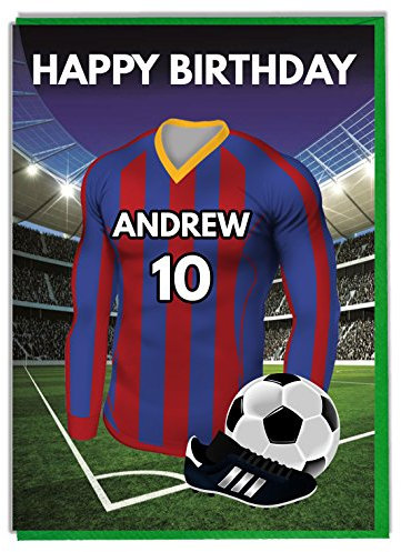 personalisierbar Crystal Palace Fußball Geburtstag Karte – Jeder Name und nummeriert Shirt