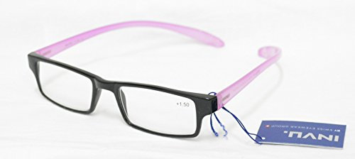 INVU Brille für Lesen vormontiert B 6418 A + 1.00 Schwarz Pink von Hals Reading Glasses