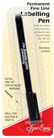 Sew Easy Permanent Labelling Marker – Extra Fine Black Fabric Pen for Sewing Quilting Dressmaking Crafting Tailoring Embroidery