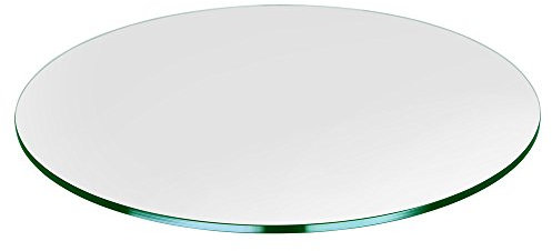 Dulles Glass Mesa redonda de cristal templado de 76,2 cm de grosor, cristal pulido plano