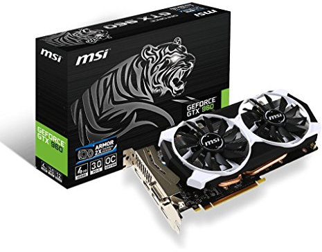 MSI Nvidia GeForce GTX 960 4GD5T OC Scheda Video da 4GB, Nero/Bianco