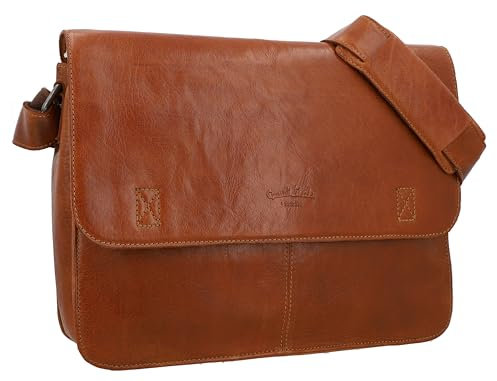 Gusti Umhängetasche Leder - Pharell Damen und Herren Ledertasche Unitasche Businesstasche Aktentasche Laptoptasche Braun Leder