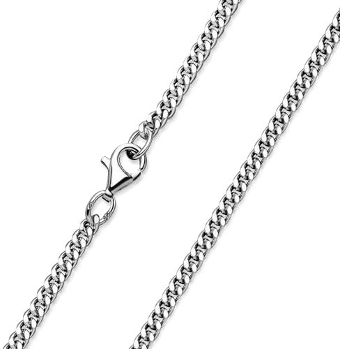 Materia Flache Panzerkette Silber 925 Herren 3mm diamantiert rhodiniert 70cm K27-70cm