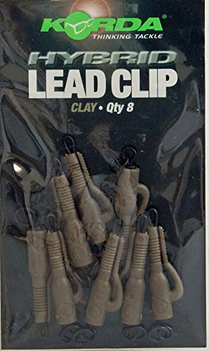 Korda Hybrid Lead Clips - 8 Clips zum Karpfenangeln mit Festbleimontage, Lead Clip für Karpfenblei, Leadclips, Einhänger, Farbe:Clay (Lehm Braun)