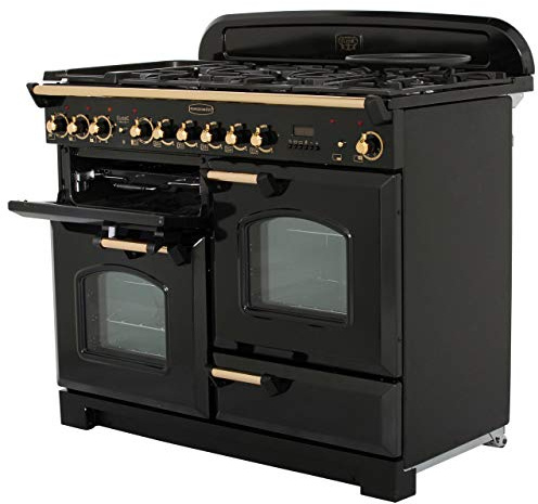 Rangemaster CDL110DFFBL/B Freestanding A Rated Dual Fuel Range Cooker -Black / Brass
