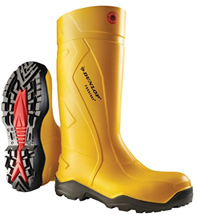 DUNLOP Purofort+ - Unisex Full Safety Waterproof Work Boots, Yellow/Black, Antistatic and Slip-Resistant Wellies with Steel Toecap and Midsole for Outdoor - EU38, UK5