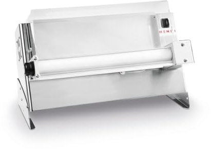 HENDI Teigroller, Elektrisch, individuel einstellbare Rollensatz mit Pedalbedienung, Von kaltem Pizza- und Pastateig, Teigdicke von 26 bis 50cm, 230V, 370W, 645x360x(H)430mm, Edelstahl, HDPE