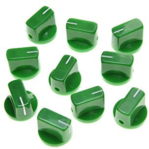 KAISH Juego de 10 perillas de pedal de efecto amplificador para guitarra con tornillo de ajuste, color verde
