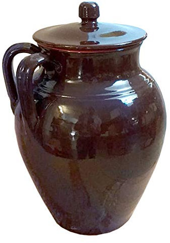Tegame da Fuoco Pignata in Terracotta della Colì Linea Bruna Altezza con Coperchio 28cm