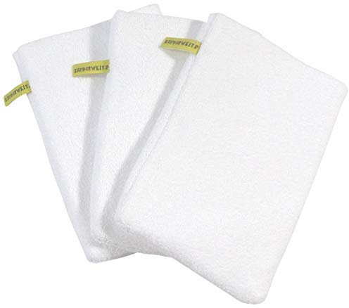 3 Stück Premium Waschhandschuhe aus Frottee ideal zum Baden oder Waschen Waschlappen Badelappen (weiß)