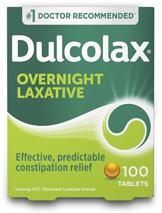 Dulcolax Stimulant Laxative Tablets, Predictable & Effective Constipation Relief, Relieves Straining & Bloating, Bisacodyl 5 mg, 100 Count