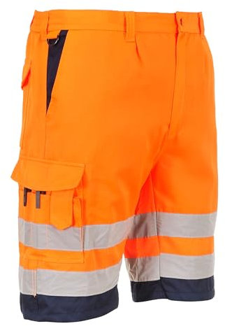 Portwest Bermuda HiVis Poly-coton, Couleur: Orange/Marine, Taille: L, E043ONRL