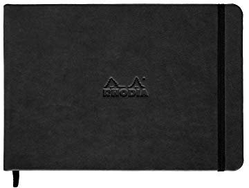 Rhodia 118179C quer Webnotebook (elfenbein, Gummizug, DIN A5, 14,8 x 21 cm, liniert mit Rand, 90 g, 96 Blatt) 1 Stück schwarz