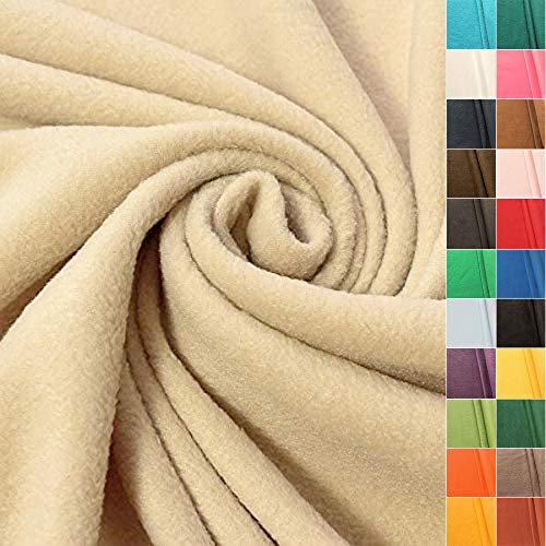 STOFFKONTOR Polar Fleece Stoff Meterware, Fleecestoff zum Nähen mit Antipilling Eigenschaften - Beige