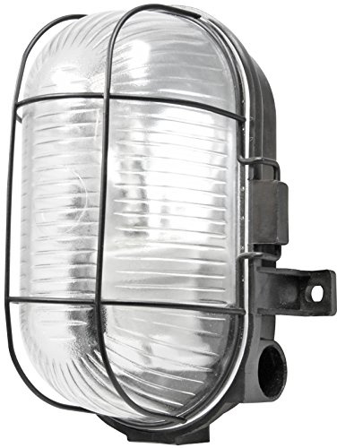 Powermaster S5879 Oval Caged Bulkhead Light, 60 W, Black