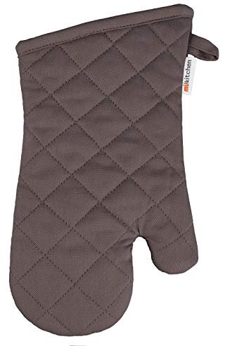 MUkitchen 100% Cotton, Terry-Lined Oven Mitt, 13-Inches, Stainless