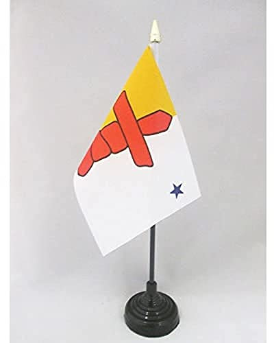 AZ FLAG - Tischflagge Nunavut - 15x10 cm Goldene Splitze - Nunavut Tischfahne 10 x 15 Cm - Flaggen