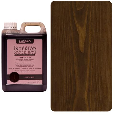 Littlefair's Teinte Bois 5ltr - Teinture Bois Écologique À Base D'Eau et Sûre - Lasure Bois Intérieur à Séchage Rapide - Peinture Lasure pour Bois Nettoyage Facile - Couleur:Chêne français
