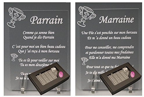 1 Poème Parrain + 1 Marraine - Calice - Baptême & Communion