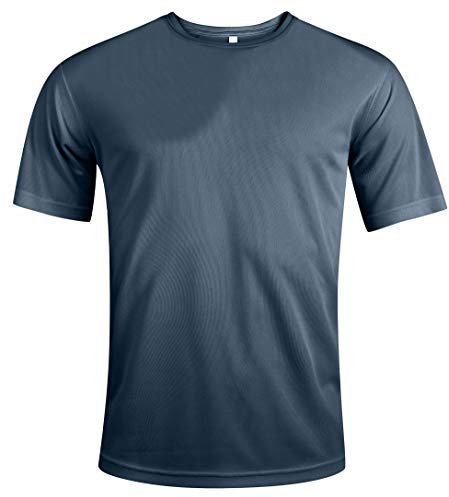 MKR Quick Drying Breathable Cooling Short Sleeve Sports T-Shirt with UPF40+ Sun UV Protection (Airforce Blue, M)