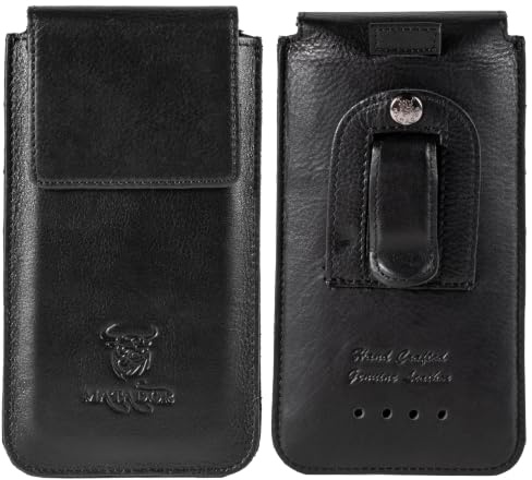 Matador Echtleder Slim Design Tasche für OnePlus 7/7 Pro / 7T / 7T Pro Handytasche Gürteltasche Vertikaltasche in Schwarz mit Gürtelclip/Gürtelschlaufe in (Schwarz/Black)