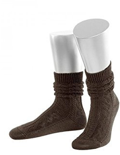 Almbock Trachtensocken Herren - Trachtenstrümpfe aus Merino Wolle in vielen Modellen und Farben - Lange und kurze bayerische Socken für Lederhose (Braun | Kurz Merino, 42-44)