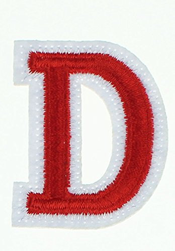 RECHERE Letter Alphabet Uppercase Embroidered Iron On Patch Applique Red (D)