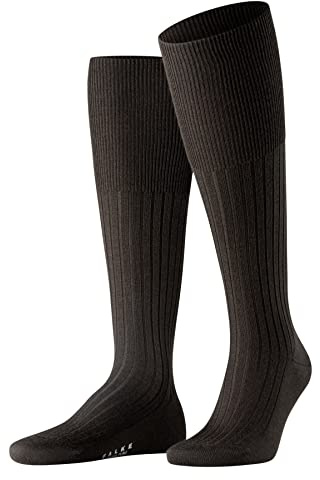 FALKE Men's Bristol Pure Knee-High Socks Breathable Climate-Regulating Odour-Neutralising Wool Thin Ribbed Warm Soft Flat Seam In Toe Area Plain Elegant For Dress Casual Business Looks 1 Pair