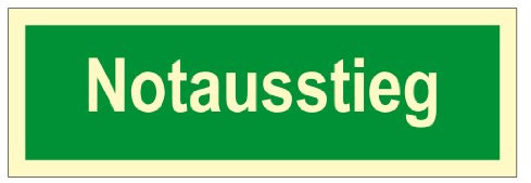 Max Systems Rettungswegschild aus Kunststoff, lang nachleuchtend - Notausstieg - 10 x 30 cm