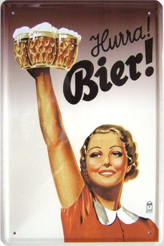 Hurra! Bier! Vintage Kult Motiv Blechschild