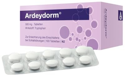 Hilfe bei Schlafstörungen: Ardeydorm - Fördert die Schlafbereitschaft und erleichtert das Einschlafen bei Schlafstörungen, Wirkstoff Tryptophan, 100 Stück